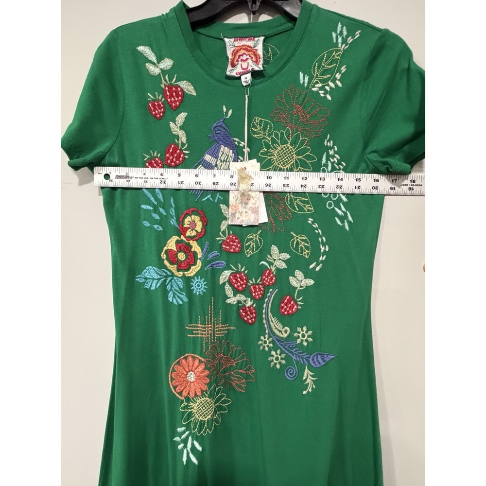 Johnny Was NWT Woman's XS Asymmetric Ruffle Flounce SS Dress- Cora Embroidered - Picture 7 of 14